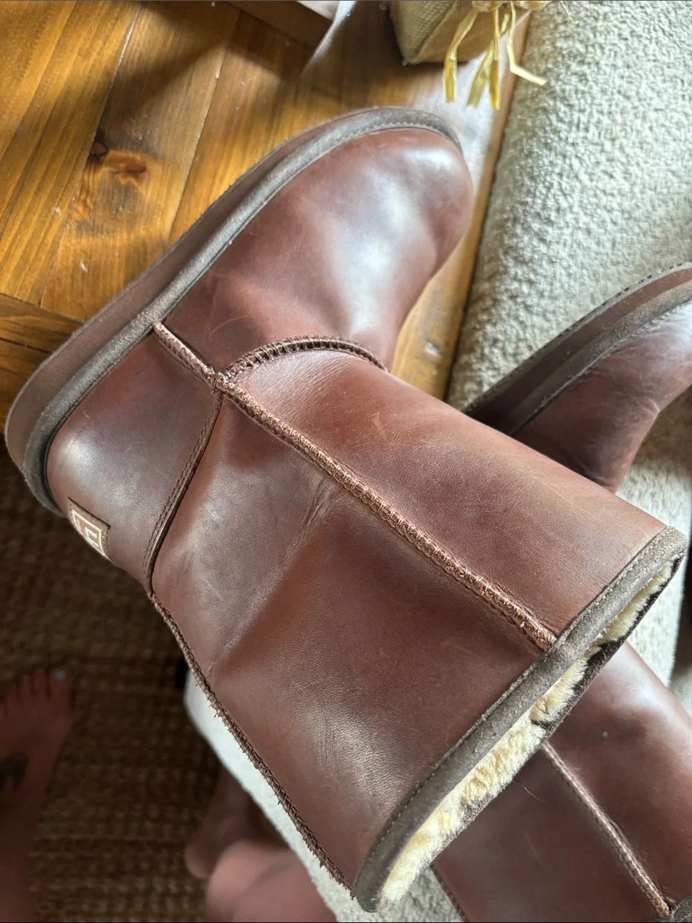 L.L. Bean Brown Suede Winter Boots with Cream Shearling Lining